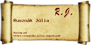 Rusznák Júlia névjegykártya